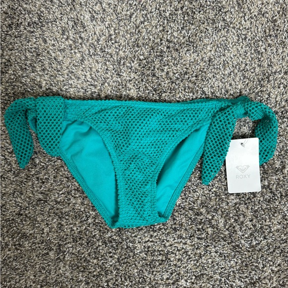 Roxy Teal Mesh Side Ties Bikini Bottoms SP - Picture 3 of 9